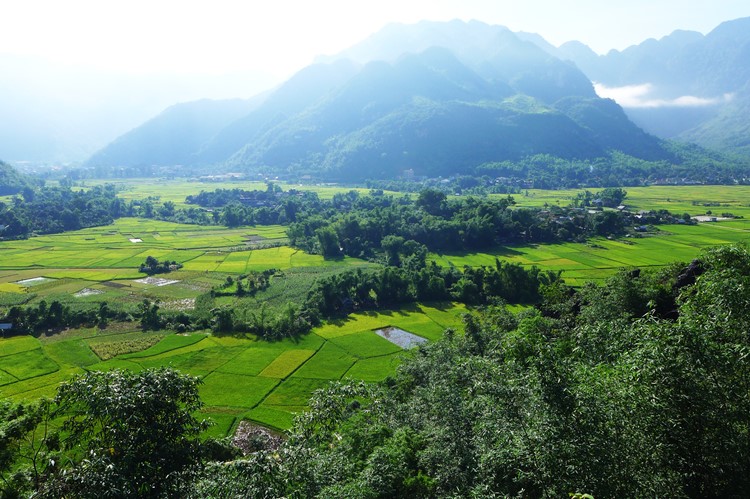 Het uitzicht van Mai Chau, Vietnam